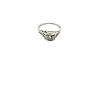 Art Deco 14K White Gold Diamond Ring