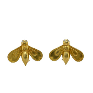 Maija Neimanis 22k Yellow Gold Diamond Bee Earrings