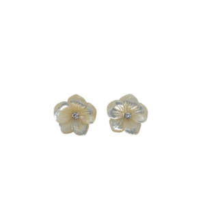 14K Yellow Gold Mother-of-Pearl and Diamond Earrings