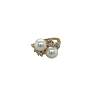 Kurt Wayne 18K Yellow Gold Pearl and Diamond Ring