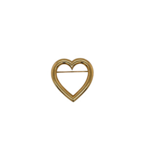 14K Yellow Gold Heart Brooch