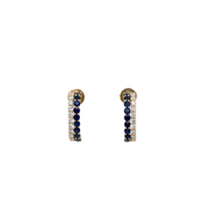 14K Yellow Gold Sapphire and Diamond Earrings