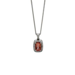 14K White Gold Imperial Topaz and Diamond Pendant