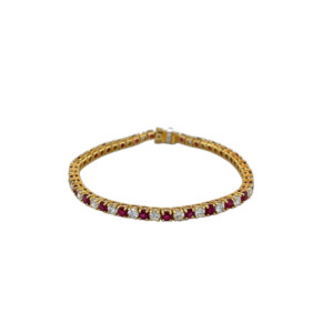 18K Yellow Gold Ruby and Diamond Bracelet