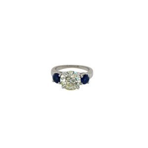 Platinum, Diamond, and Sapphire Engagement Ring