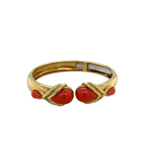 18K Yellow Gold Coral Bangle Bracelet
