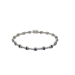 14K White Gold Sapphire and Diamond Bracelet