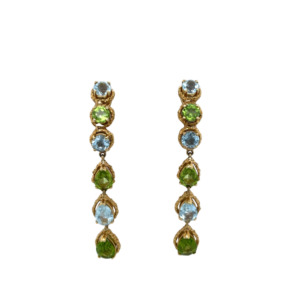 Cellino 18K Yellow Gold Aquamarine and Peridot Drop Earrings
