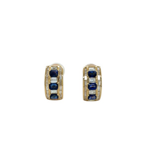 18K Yellow Gold Sapphire and Diamond Earrings