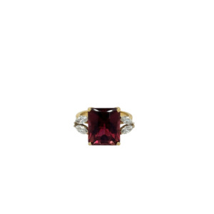18K Yellow Gold Tourmaline and Diamond Ring