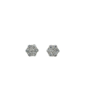 14K Yellow Gold Diamond Cluster Earrings