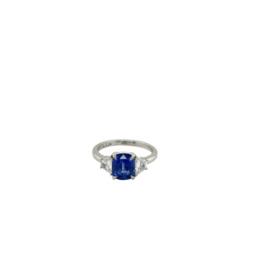 Platinum Sapphire and Diamond Ring