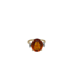 14K Yellow Gold Citrine and Diamond Ring