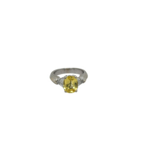 18K White Gold Yellow Sapphire and Diamond Ring