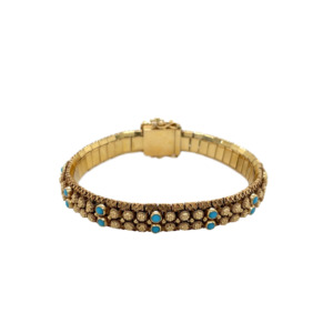 Portuguese 19K Yellow Gold Turquoise Bracelet