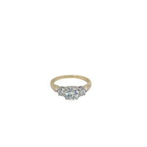 14K White and Yellow Gold Diamond Engagement Ring