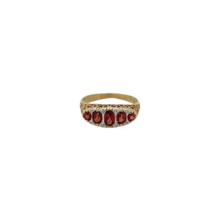 Vintage 14K Yellow Gold Garnet and Diamond Band