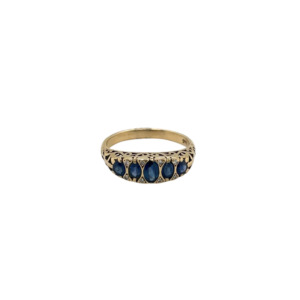 Vintage 14K Yellow Gold Sapphire and Diamond Band