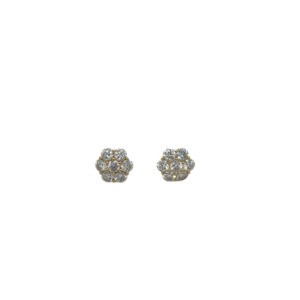 18K Yellow Gold Diamond Cluster Earrings