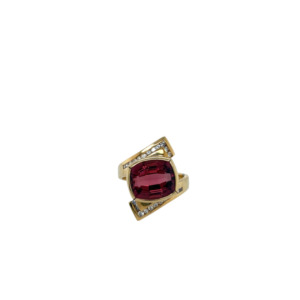 14K Yellow Gold Tourmaline and Diamond Ring
