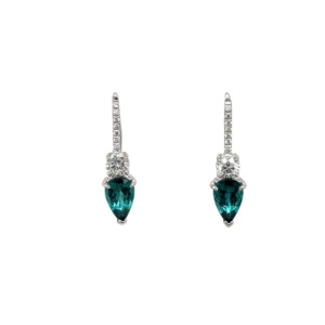 14K White Gold Tourmaline and Diamond Earring