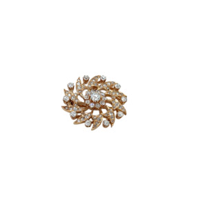 Victorian 14K Rose Gold Star-Burst Diamond Brooch