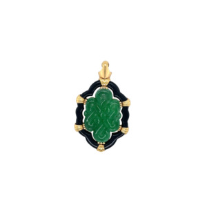 18K Yellow Gold Jadeite and Onyx Enhancer Pendant