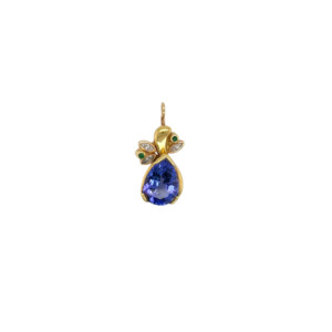 18K Yellow Gold Tanzanite, Diamond, and Green Garnet Enhancer