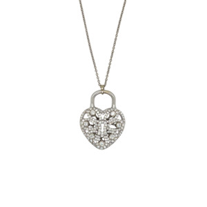 Tiffany & Co Platinum Diamond Heart-Key Locket