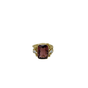 18K Yellow Gold Tourmaline and Diamond Ring