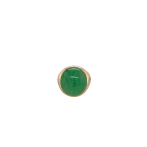 14k Yellow Gold Jade and Diamond Ring