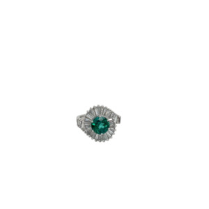 Platinum Diamond Tourmaline Diamond Ring