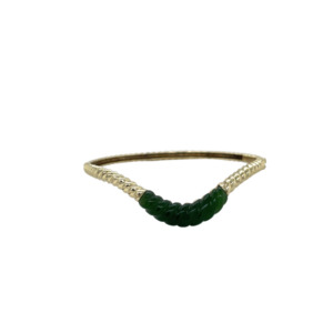 14K Yellow Gold Jade Bangle Bracelet