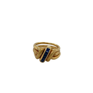 18K Yellow Gold Sapphire Puzzle Ring