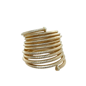 18K Yellow Gold Tubogas Diamond Bangle Bracelet