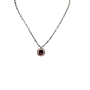 Platinum and 18K Rose Gold Tourmaline and Diamond Necklace