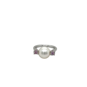 Kailis 18K White Gold South Sea Pearl and Pink Sapphire Ring