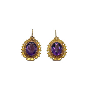 Victorian 14K Yellow Gold Amethyst Earrings