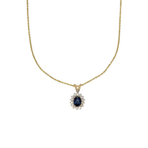 14K Yellow Gold Sapphire and Diamond Pendant