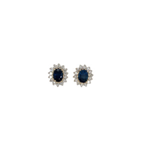 14K Yellow Gold Sapphire and Diamond Earrings