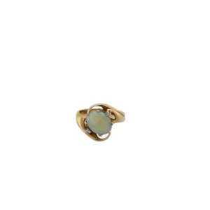 14K Yellow Gold Opal and Diamond Ring