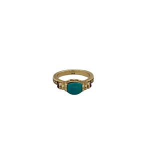 14K Yellow Gold Turquoise and Ruby Ring