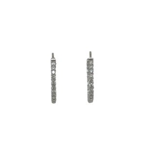 18K White Gold Diamond Hoop Earrings