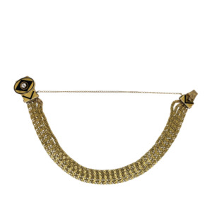 Victorian 14K Yellow Gold Diamond and Enamel Bracelet