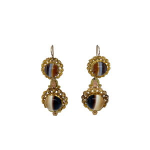 Victorian 18K Yellow Gold Agate drop Earrings