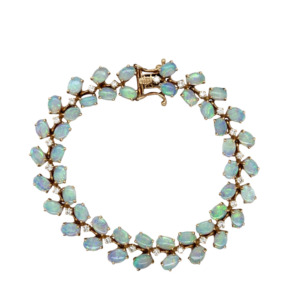 14K Yellow Gold Opal and Diamond Bracelet