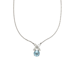 Tiffany & Co. Platinum Aquamarine and Diamond Pendant