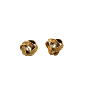 18K Yellow Gold Ribbon Bow Earrings
