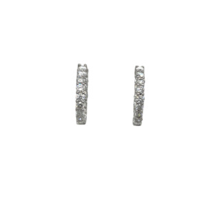 14K White Gold Diamond In-Out Hoop Earrings