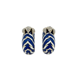 Frascarolo 18K Yellow Gold Diamond Enamel Earrings